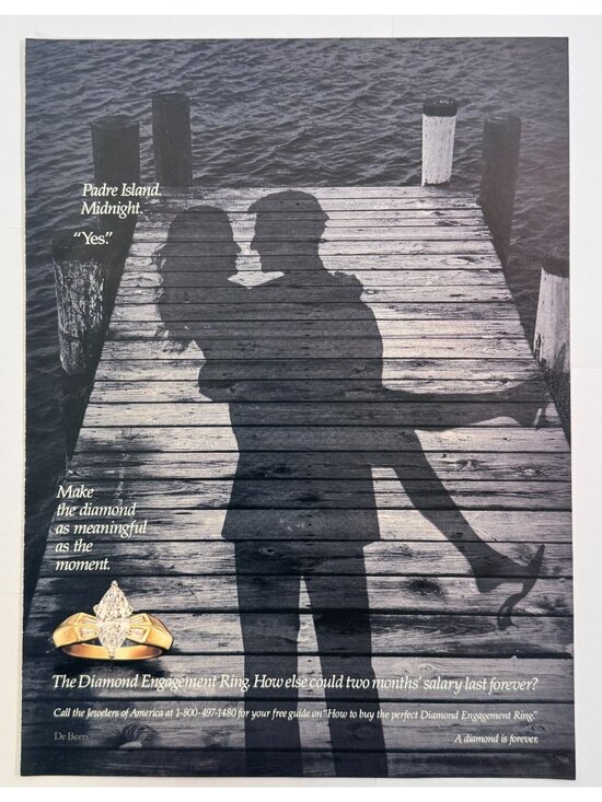 Vintage 1994 De Beers Diamond Ring Couple Padre Island Magazine Advertisement Pr